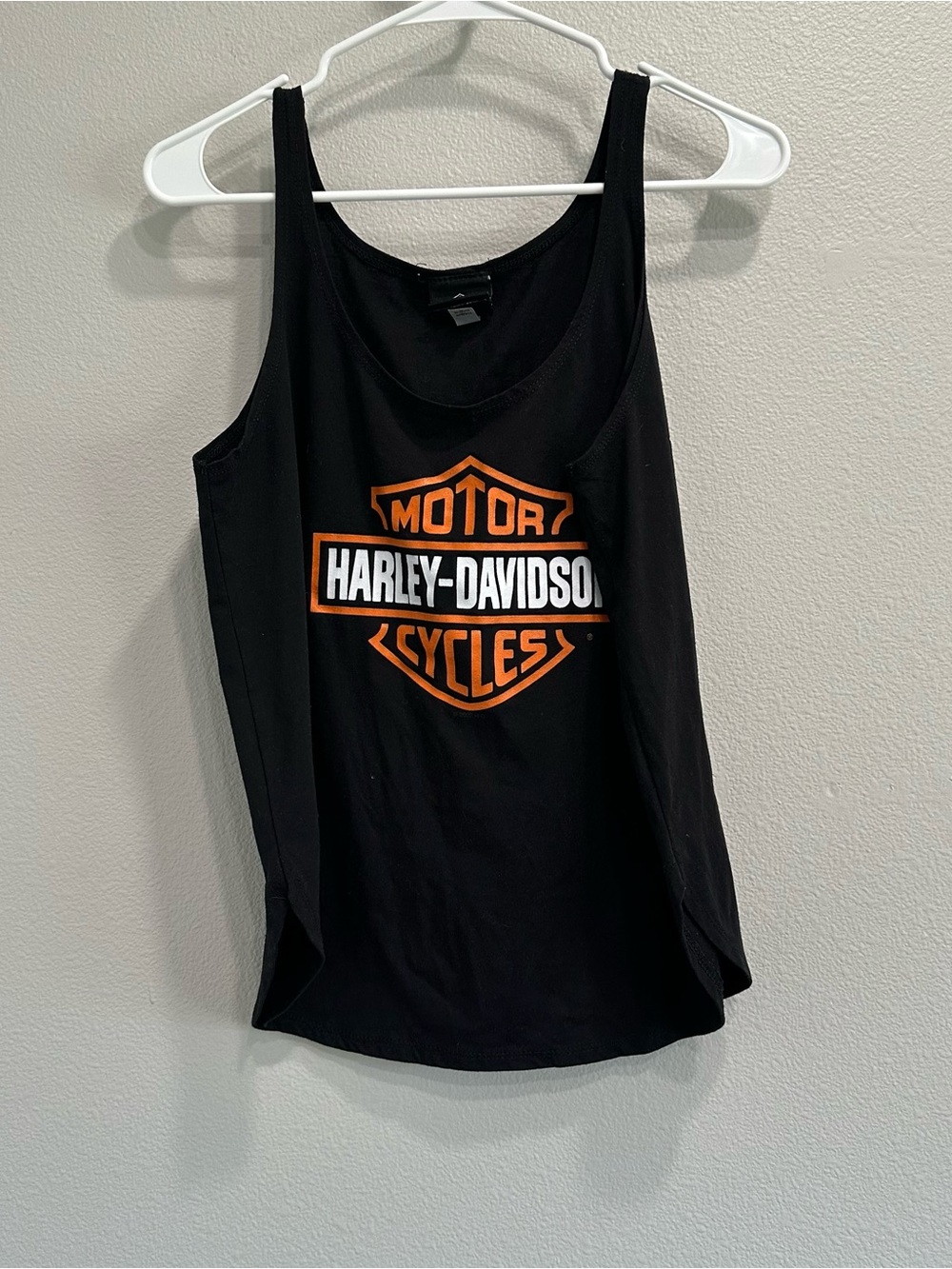 Harley-Davidson Women's Black Tank Top with Orange Logo,Great Falls Montana